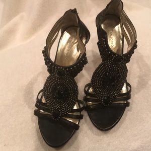 Antonio Melani black beaded heels